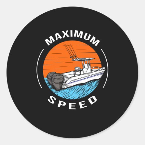 Speedboat Racing Boat Motorboat Captain Classic Round Sticker