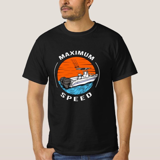 Speedboat Racing Boat Motorboat Captain T-Shirt (Front)