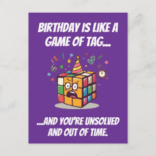 Speedcube Birthday Panic Funny Tag Joke Postcard