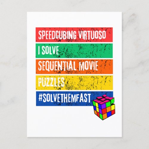 Speedcubing virtuoso Solve them fast   Postcard