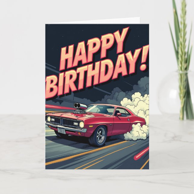 Speeding Car Party Card (Front)