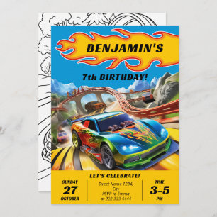 Speeding into Fun Custom Race Cars Birthday Invite