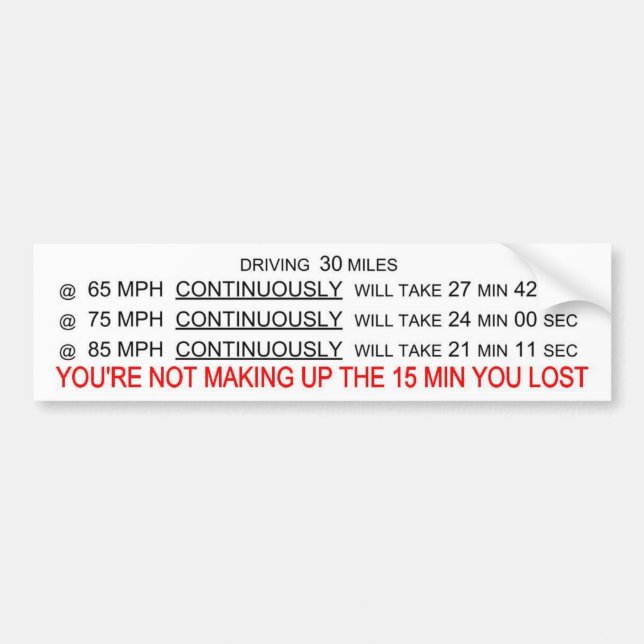 Speeding Math Bumper Sticker (Front)