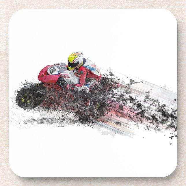 Speeding Motorcycle Racer Coaster (Front)