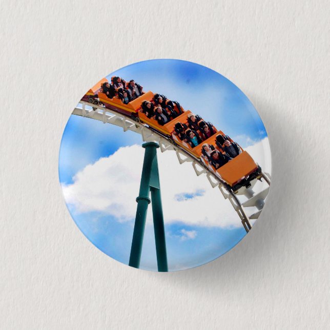 Speeding Orange Roller Coaster Button (Front)