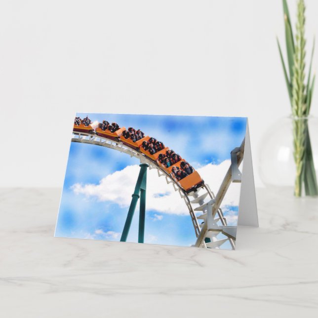 Speeding Orange Roller Coaster Card (Front)
