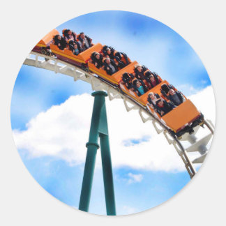 Speeding Orange Roller Coaster Classic Round Sticker