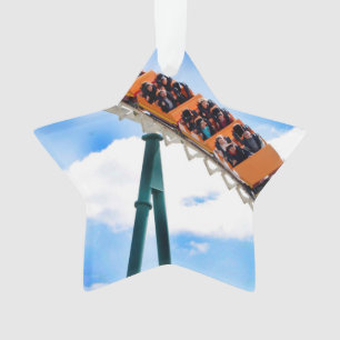 Speeding Orange Roller Coaster Ornament