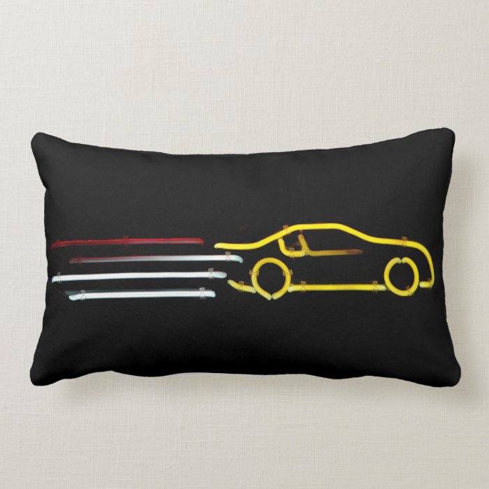 Speeding Race Car Neon Sign Pillow