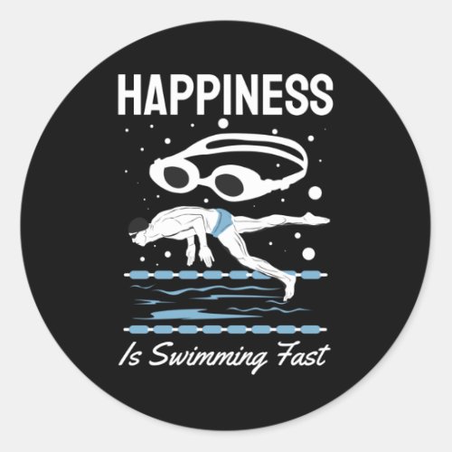 Speedo Swimmer _ Happiness is Swimming Fast Classic Round Sticker