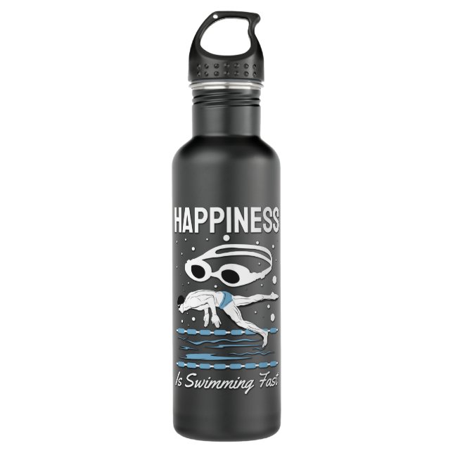 Speedo Swimmer - Happiness is Swimming Fast Stainless Steel Water Bottle (Front)