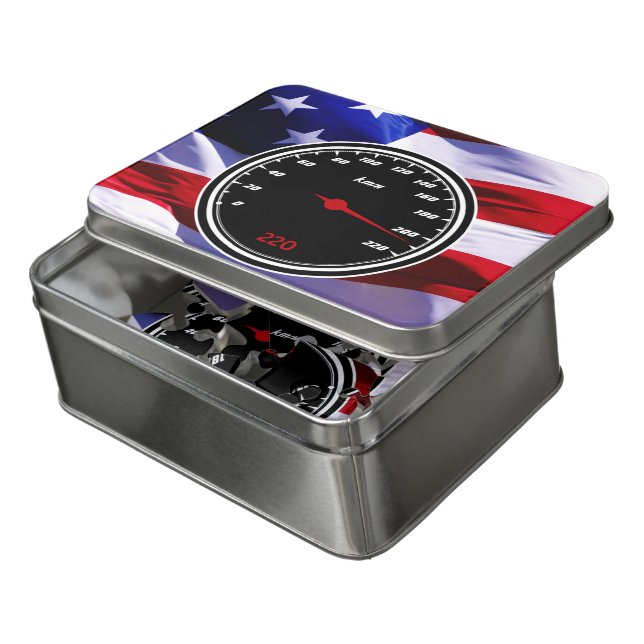 Speedometer & American Flag Puzzle for Kids (Lid Open)
