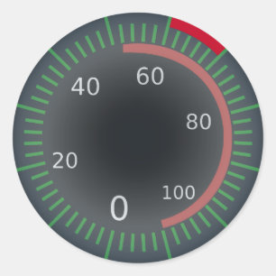 Speedometer Classic Round Sticker, Glossy Classic Round Sticker