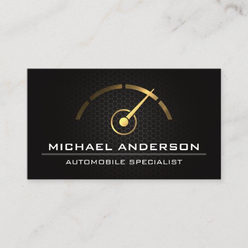Speedometer Gold Metallic  Auto Logo Business Card