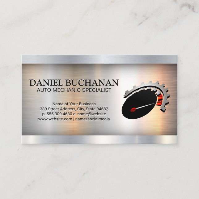 Speedometer | Metallic Industrial Business Card (Front)