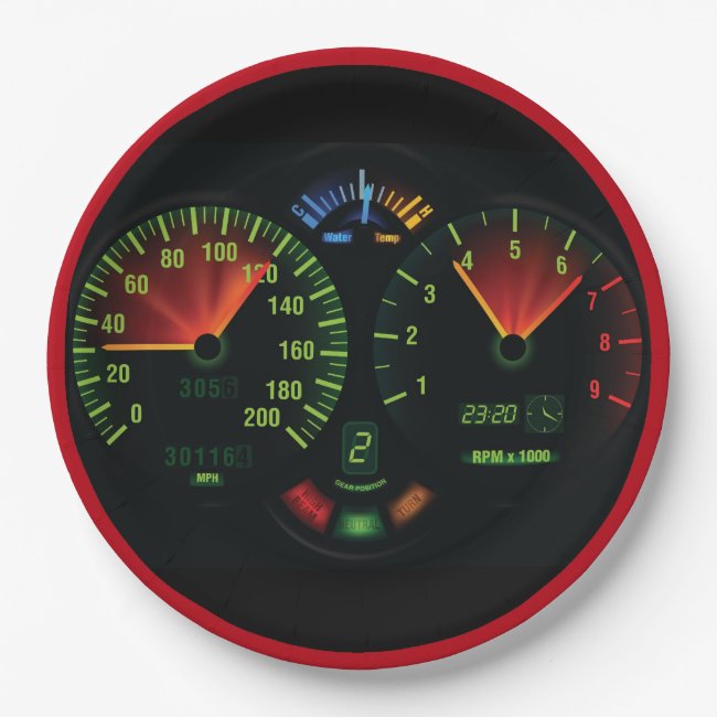 Speedometer Odometer Design Paper Party Plate