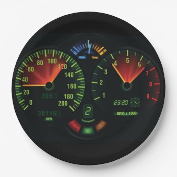 Speedometer Odometer Design Paper Party Plate by SjasisSportsSpace at Zazzle
