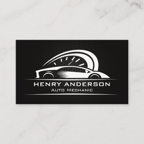 Speedometer Sports Car Logo  Carbon Fiber Pattern Business Card