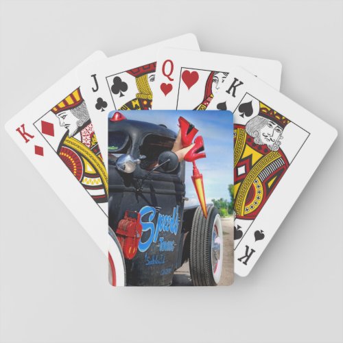 Speeds Towing Rat Rod Truck Rockabilly Betty Pinup Playing Cards