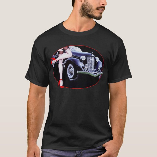 Speedster car red high heel shoes lady legs T-Shirt (Front)