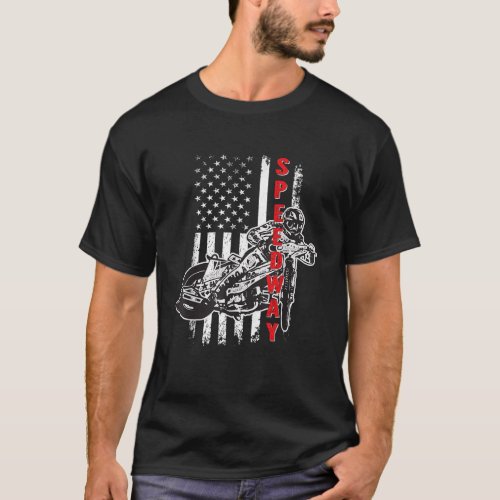 Speedway Bike s Vintage American Flag T_Shirt