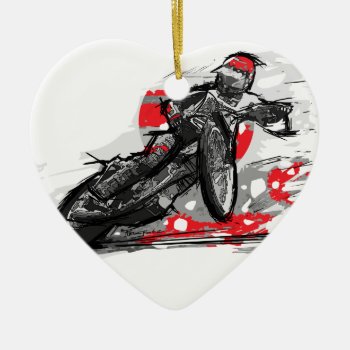 Speedway Flat Track Motorcycle Racer Ceramic Ornament by fameland at Zazzle