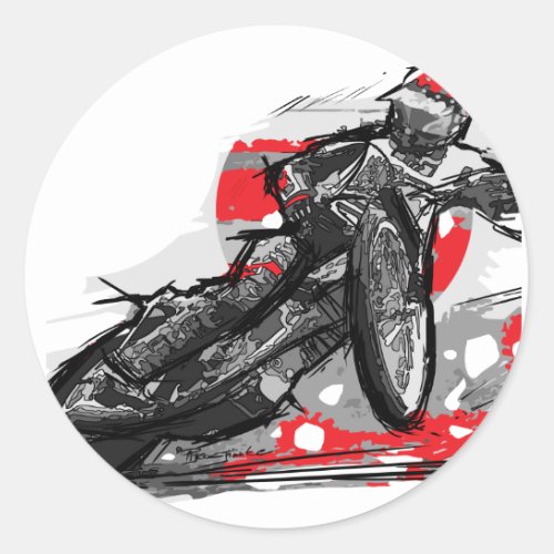 Speedway Flat Track Motorcycle Racer Classic Round Sticker