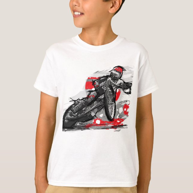 Speedway Flat Track Motorcycle Racer T-Shirt (Front)