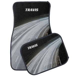 Speedway highway racing speed lights white black car floor mat