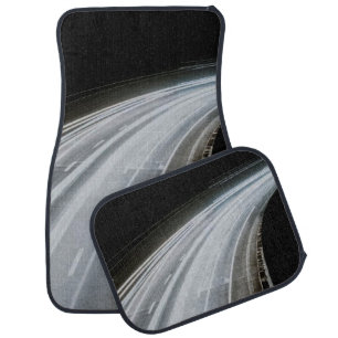 Speedway highway racing speed lights white black car floor mat