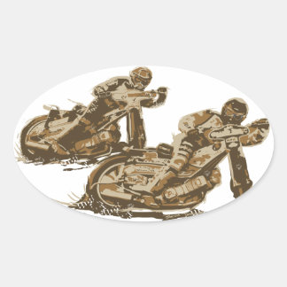 Speedway Motorcycle Racers Oval Sticker