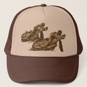 Speedway Motorcycle Racers Trucker Hat by fameland at Zazzle