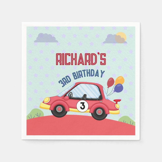 Speedway Race Car Racing Birthday Celebration Napkins (Front)