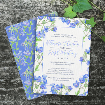 Speedwell blue watercolor botanical flower wedding