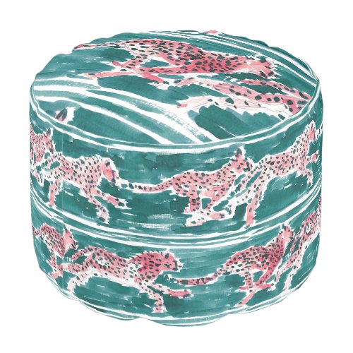 SPEEDY CHEETAHS Safari Boho Chic Watercolor Pouf