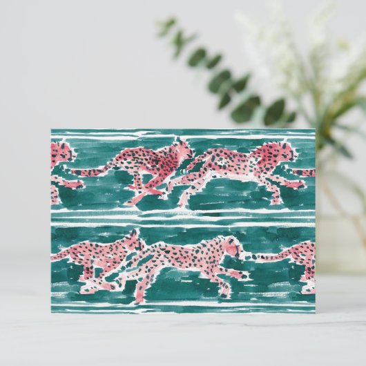 SPEEDY CHEETAHS Safari Watercolor Note Flat Card (Standing Front)