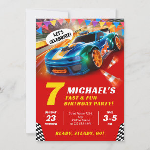 Speedy Race Car Birthday Celebration Invitation