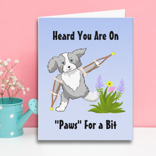 Speedy Recovery Collie on Crutches Card