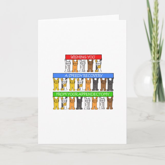 Speedy Recovery from Appendectomy, Cute Cats. Card (Front)