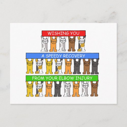 Speedy Recovery from Elbow Injury Cartoon Cats Postcard