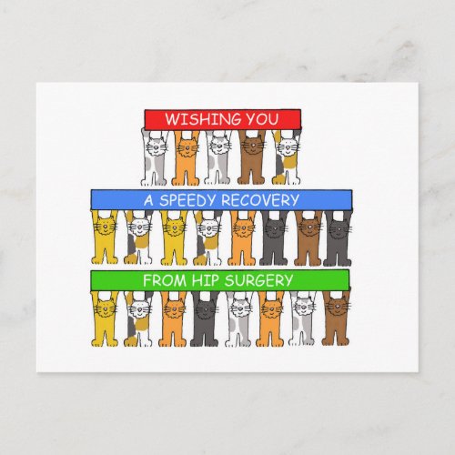 Speedy Recovery from Hip Surgery Cute Cats Postcard