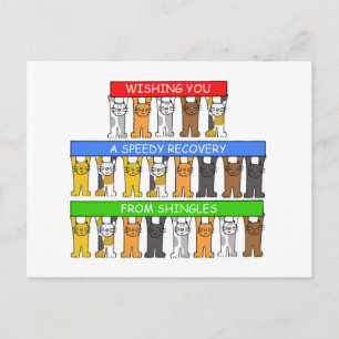 Speedy Recovery from Shingles, Cartoon Cats. Postcard