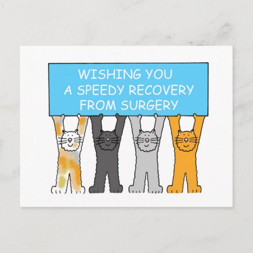 Speedy Recovery from Surgery Cartoon Cats Postcard