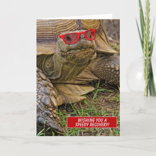 speedy recovery_old tortoise in red sunglasses card