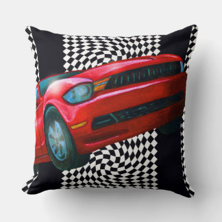 Speedy Red Sportscar Throw Pillow