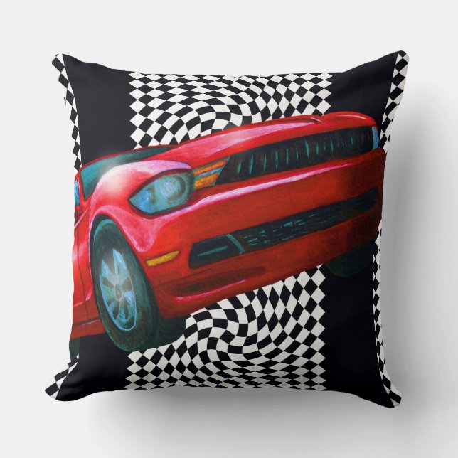 Speedy Red Sportscar Throw Pillow (Front)