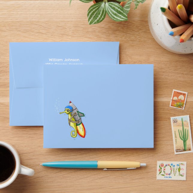 Speedy Rocket Seahorse Envelope (Desk)