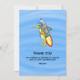 Speedy Rocket Seahorse Thank You Card