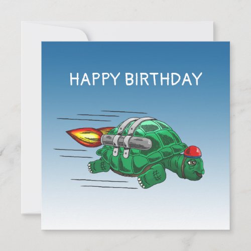 Speedy Rocket Turtle Birthday Card