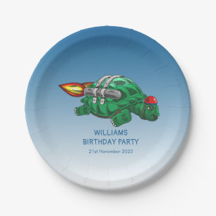 Speedy Rocket Turtle Birthday Paper Plates